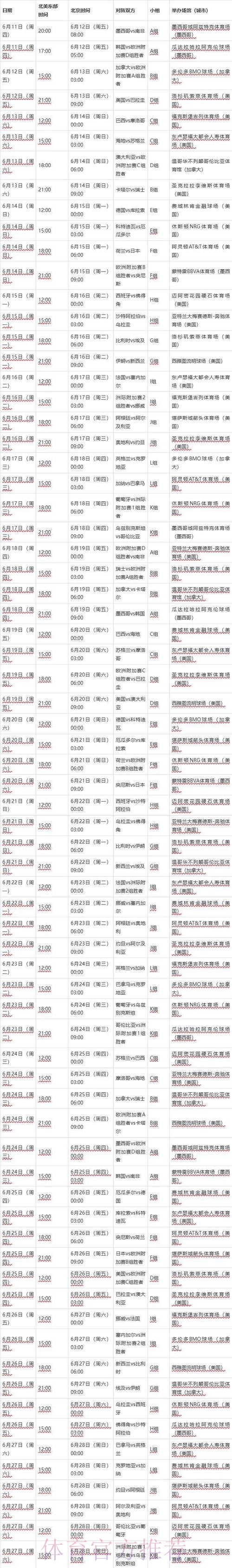 2026世界杯完整赛程一览完整安排官网入口